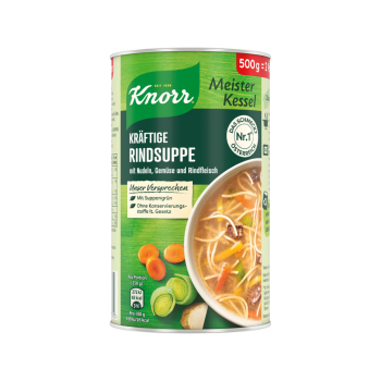 Knorr Meister Kessel Kräftige Rindsuppe mit Nudeln, Gemüse und Rindfleisch